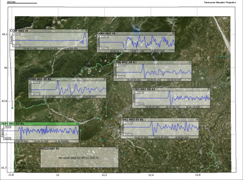 Figura 5b – Registrazione del terremoto avvenuto in località Farra di Soligo in data 13/09/2011 alle ore 18:46 (ML 3.3)